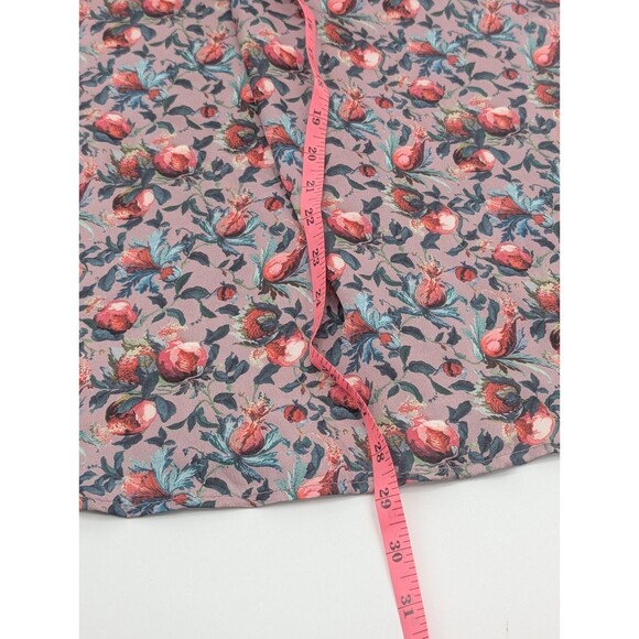 Elie Tahari Floral Satin Mauve Red Pink Button Up Long Sleeve Blouse Size Small - Picture 4 of 8